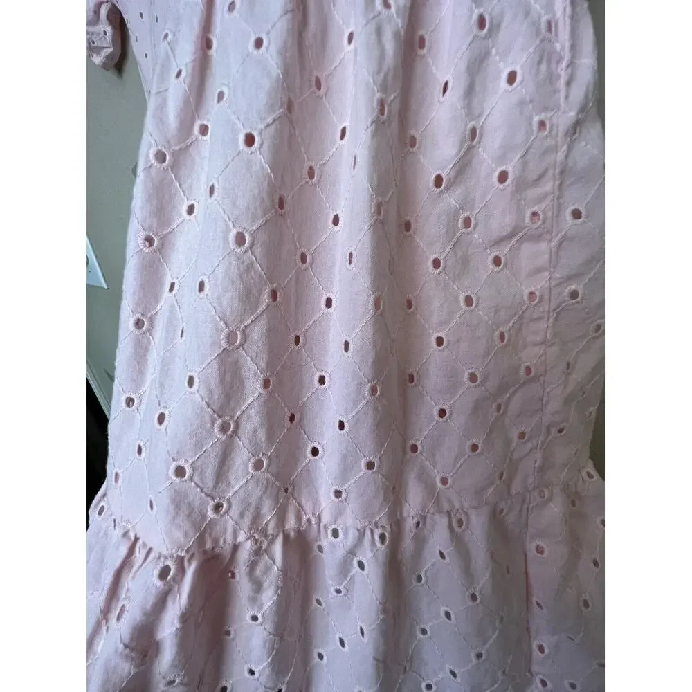Gymboree Casual Dressy Eyelet Pink Dress Fully Lined Ruffle Dress Girls M 7/8